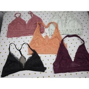Victorias Secret Pink Lot of 5 Medium Lacey Bralettes Bra Tops Tanks